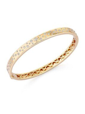 Simple Shine 14K (or 18k upon request) Yellow Gold Diamond Bangle Bracelet